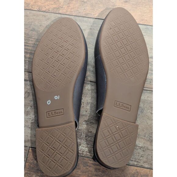 LL Bean Navy Blue Slingback Flats - Size 9 1/2 - Sweet Floral Detail! - Picture 4 of 4